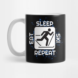 Eat Sleep Ski Repeat T-Shirt and Apparel For Skiers Mug